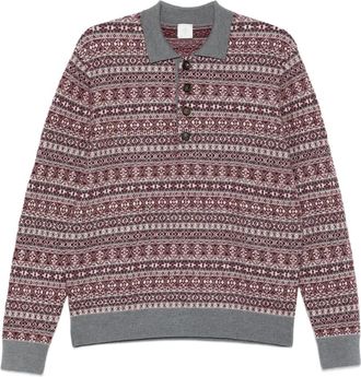 Eleventy Intarsia poloshirt met lange mouwen - Rood