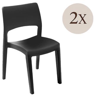 Dmora Dmora - Conjunto De 2 Sillas De Exterior Zircone, Asiento De Jard&iacute;n, Para Interior O Exterior, Apilable, Fabricado En Italia, 50x51 H82 Cm, Antracita