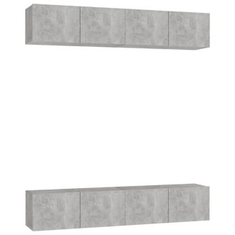 Berkfield Home TV Cabinets 4 pcs Concrete Grey 80x30x30 cm Engineered Wood | Size: 80 x 30 x 30 cm