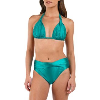 La Blanca Earth Halter Bikini Top in Teal at Nordstrom Rack, Size 14