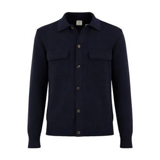Eleventy Cardigans, male, Blue, Size: XL Hybrid Shirt-Cardigan