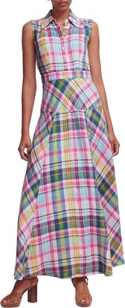 Boden Erma Madras Linen Maxi Dress in Blue Pink And Green Madras at Nordstrom, Size 10