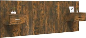 Berkfield Home Classic Bed Headboard with Cabinets Smoked Oak Engineered Wood in Brown