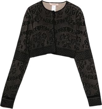 Twin-Set floral-pattern cropped cardigan - Black