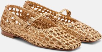 Souliers Martinez Paris woven leather Mary Jane flats