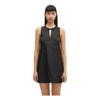 Ganni Kleedjes, Dames, Zwart, S, Nylon, Duchesse Nylon Mini Jurk