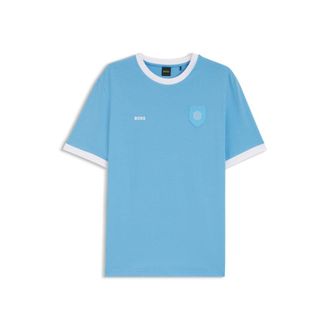 BOSS Stretch-cotton T-shirt with country flag and logo