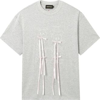 Mini Cream T-shirt con decorazione - Grigio