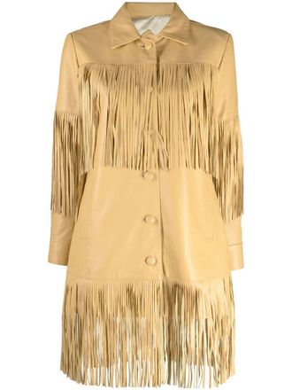 DanCassab Reina fringed leather jacket - women - Lamb Skin/Polyester - M - Yellow