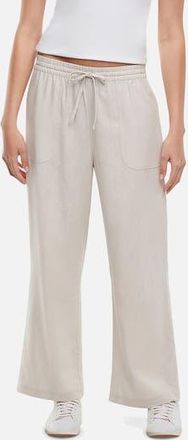Three Dots Drawstring Linen Blend Ankle Wide Leg Pants in Pumice Stone at Nordstrom Rack, Size X-Large