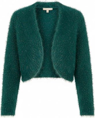 Yumi Green Metallic Fluffy Eyelash Bolero (UK, Alpha, M, Regular, Regular, Green)