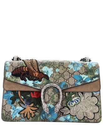 Gucci Brown Gg Coated Canvas Dionysus Bag Embroidered Printed Small (Authentic Pre-Loved)