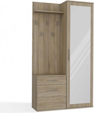 OEM Armario De Recibidor Sonoma Oak Con Espejo, Armario Y Perchero - Conjunto De Muebles Para Recibidor