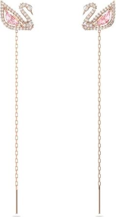 Swarovski Oorbel Dazzling Swan Pink Ros&eacute;gold 5469990 - Dames - Oorbellen - Roze - ONE Size - Accessoires