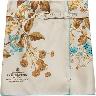 Prada floral-print silk skirt - women - Silk - 40 - Neutrals