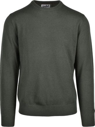 MC2 Saint Barth Military Green Crewneck Extrafine Merino Wool Sweater