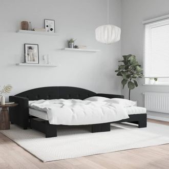 vidaXL Vidaxl - Sof&aacute; Cama Nido Con Colch&oacute;n Terciopelo Negro 90x190 Cm