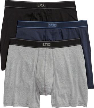Saxx Assorted 3-Pack Daytripper Comfort Stretch Boxer Briefs in Black/grey/navy at Nordstrom, Size X-Large