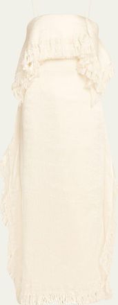 FFORME Jay Layered Fringe Silk Plisse Column Gown