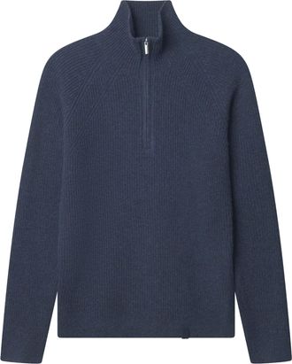 Colours & Sons Strickpullover COLOURS & SONS colours & sons Pullover Half-Zip-Lambswool, Herren, Gr. XL, blau, Obermaterial: 80% Wolle WO. 20% Nylon NY., Pullover St