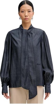 Karl Lagerfeld Denim Blouse met soepele pasvorm - Dames - Blouses - Blauw - M - Denim - Overhemden