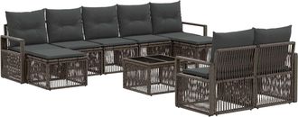 vidaXL Conjunto De Sof&aacute;s De Jard&iacute;n 10 Uds. Gris Rat&aacute;n Sint&eacute;tico Vidaxl