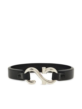 Ferragamo Gancini hook bracelet - men - Brass/CALFSKIN - One Size - Silver