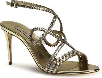 Casadei Womens Julia Josephine Sandal Gold Calf Leather Bos Heels