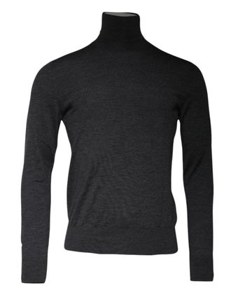 Dolce & Gabbana Gray Wool Knit Turtleneck Pullover Mens Sweater