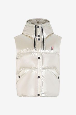 Moncler Metallic-Daunenweste mit Kapuze Ramees