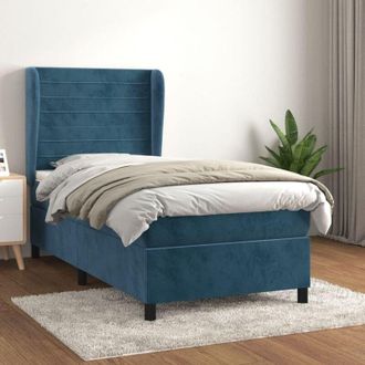 vidaXL Cama Box Spring Con Colch&oacute;n Terciopelo Azul Oscuro 80x200 Cm Vidaxl