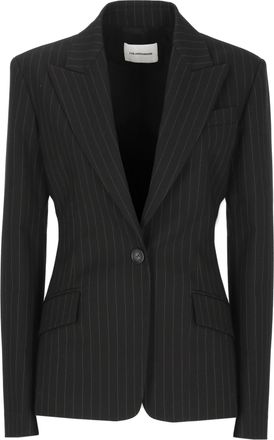 Andamane Black Pinstriped Tailored Blazer