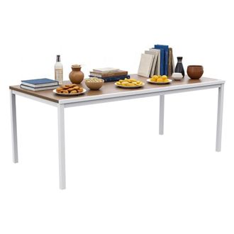 Dmora Mesa De Jard&iacute;n Arbarei, Base De Picnic, Mesa De Comedor De Jard&iacute;n, Banco Multiusos Para Exterior, 200x95 H75 Cm, Roble Y Blanco - Dmora
