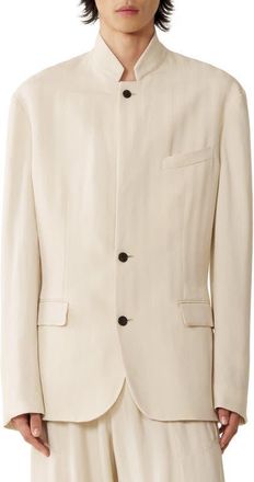 Lanvin Viscose Jacket With Stand-Up Collar in Milk at Nordstrom, Size 50 Eu