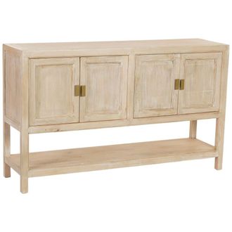 Wanderlust Deco Aparador de madera beige 4 puertas 150x40x90h cm