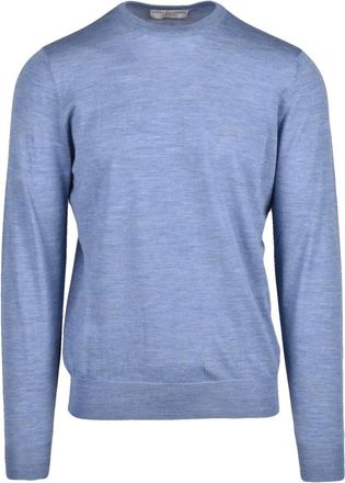 FILIPPO DE LAURENTIIS Truien & Vesten, Heren, Blauw, 2Xs, Wol, Pullover met Ronde Hals