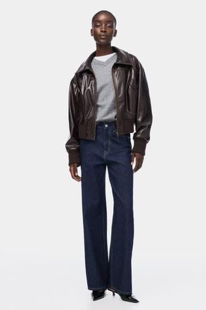 H&M Wide High Waist Jeans in Navy Denim Blue at Nordstrom, Size 12
