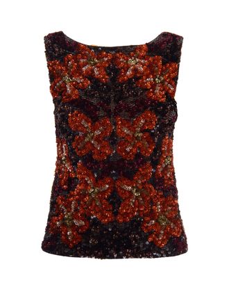P.A.R.O.S.H. Brown Multicolor Sequin Sleeveless Top