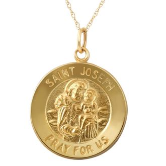 Pompeii3 14k Yellow Gold St. Joseph Medal Pendant.5 Tall 2.5 Grams