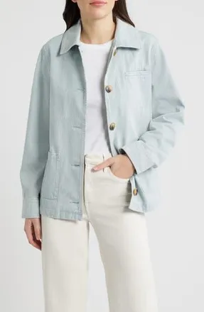 Bernardo Stripe Denim Jacket in Light Blue at Nordstrom Rack, Size X-Large