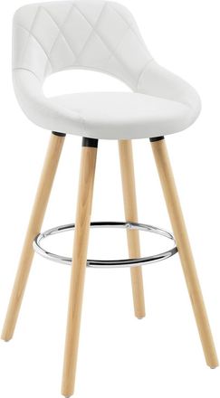 Woltu Woltu Sgabello Da Bar Per Cucina Ristorante Con Poggiapiedi Gambe Legno Massello Bianco