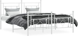 vidaXL Vidaxl - Estructura cama sin colchón con estribo metal blanco 150x200 cm