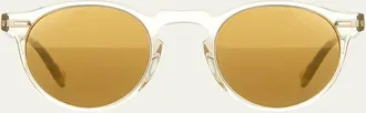 Oliver Peoples Gregory Peck Round Plastic Sunglasses, Clear/Tortoise