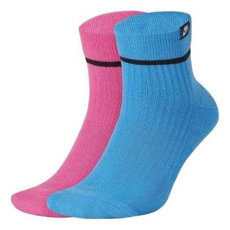 Nike Snkr Sox Ankle Contrasting Colors Sport Socks 2 Pairs Blue / Pink SK0262-967