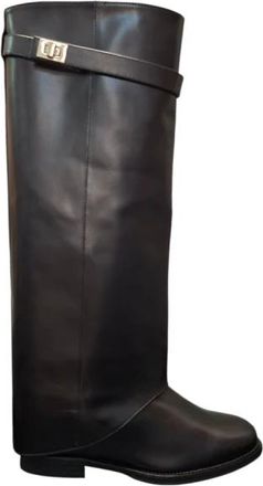 Via Roma 15 Hoge laars met V-vormige metalen detail - Dames - Hoge Laarzen - Zwart - 40 EU - Schoenen