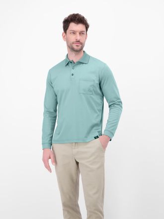 Lerros Langarm-Poloshirt LERROS, Herren, Gr. XXL, arctic blau, Single Jersey, Obermaterial: 52% Baumwolle, 48% Polyester, unifarben, normal h&uuml;ftbedeckend, Ru