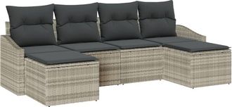 vidaXL Garden Sofa Set 6 pcs Light grey Poly rattan Vidaxl