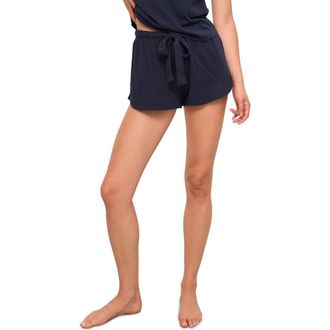 Eberjey Aloe Infused Cotton Blend Pajama Shorts in Navy at Nordstrom, Size X-Small