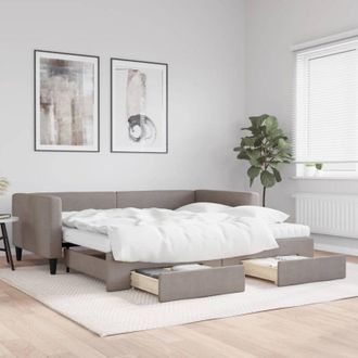 vidaXL Sof&aacute; Cama Nido Con Cajones Tela Gris Taupe 100x200 Cm Vidaxl