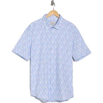 Bugatchi Short Sleeve Stretch Cotton Button-Up Shirt in Pink at Nordstrom Rack, Size Xxx-Large